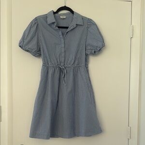 J. Crew Factory Blue and White Pinstripe Dress 8